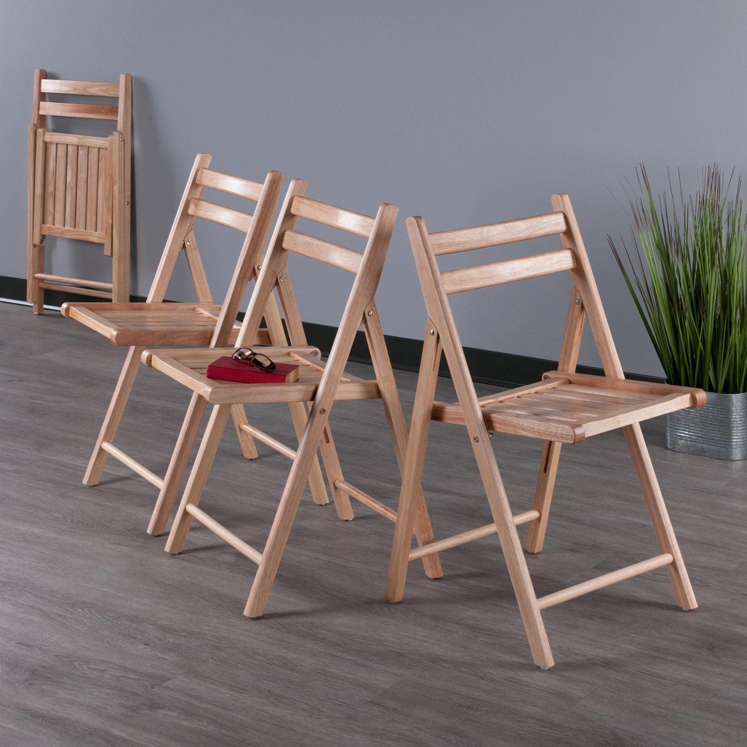 Robin 4pc chaises pliantes Naturel