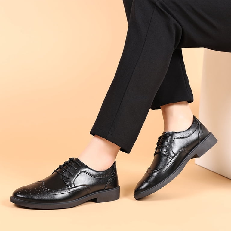Mens Dress Shoes Brogues Wingtip Lace up Classic Black Dress  display picture 1