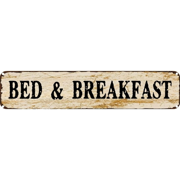 Vintage Tin Sign Retro Metal Wall Decor BED AND BREAKFAST Rustic Aluminum Plaque for Home,Bar,Kitchen,Garage,Man Cave 4x16 Inch