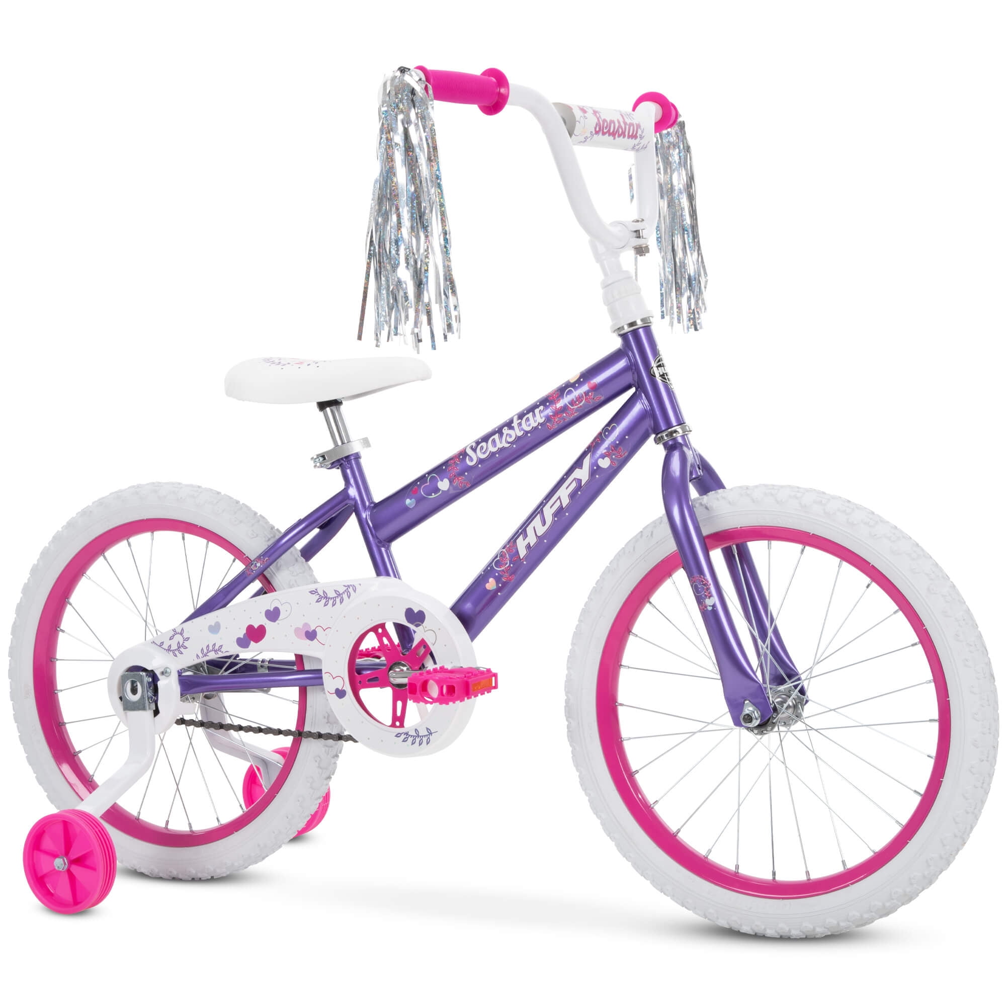 Girl's 18" Sparkles BMX Bike w/ Front Pegs Bag and Training Wheels Ages 6-9 