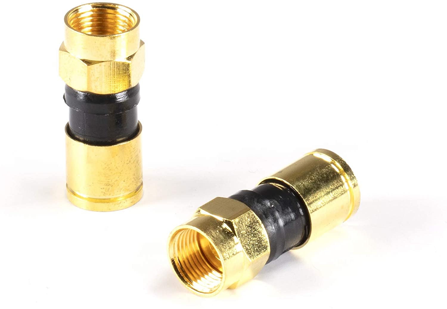 Gold Coaxial Cable Compression Fitting 10 Pack Connector for RG6
