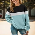 thumbnail image 6 of Sopiago Kids Sweatshirts Girls Casual Crewneck Long Sleeve Cute Pullover Oversized Lightweight Fleece Tops Side Split Light Blue,6-7 Years, 6 of 7