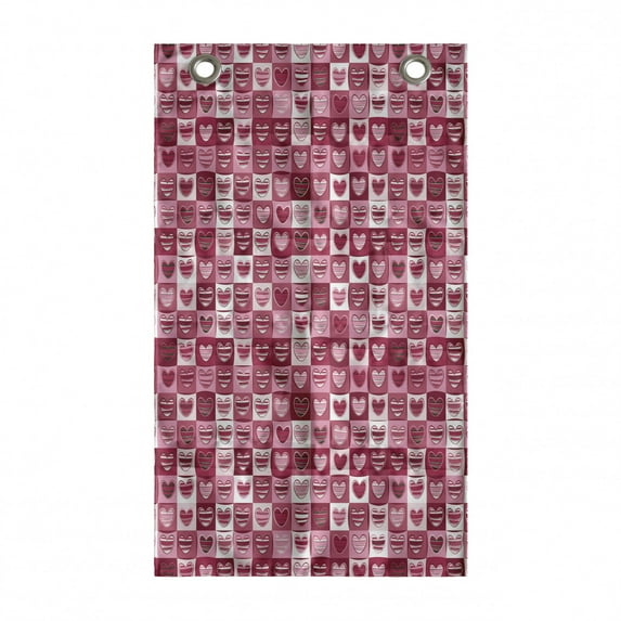 Love Hanging Pocket Organizer, Hearts for Valentine Checked Pattern Square Geometric Vintage, Printed Polyester Storage Bag with Pockets, 21" x 31", Dried Rose White