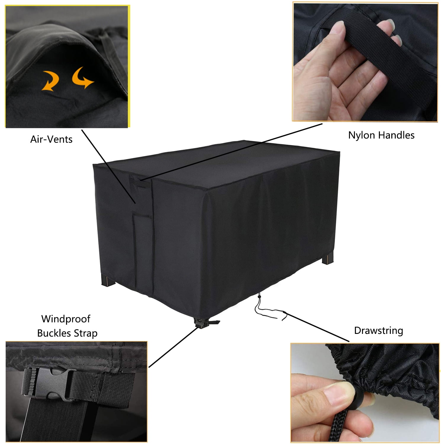 Saking Fire Pit Cover, Rectangular 42inch Firepit Cover Waterproof Material Outdoor Propane Fire Table Cover