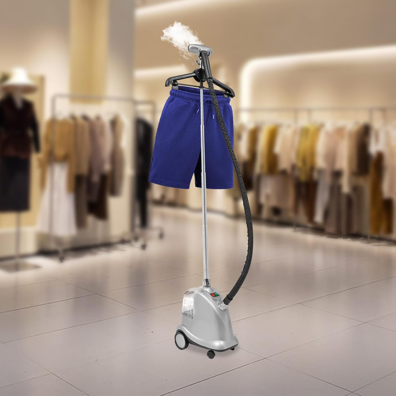 1800W Full Size Garment Steamer Professional Standing Steamer for Clothes Steaming Wrinkle Remover with Roll Wheels & Large 3L Water Tank