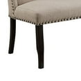 thumbnail image 3 of Benzara Nailhead Trim Fabric Upholstered Wing Back Wooden Bench, Beige and Black, 3 of 5
