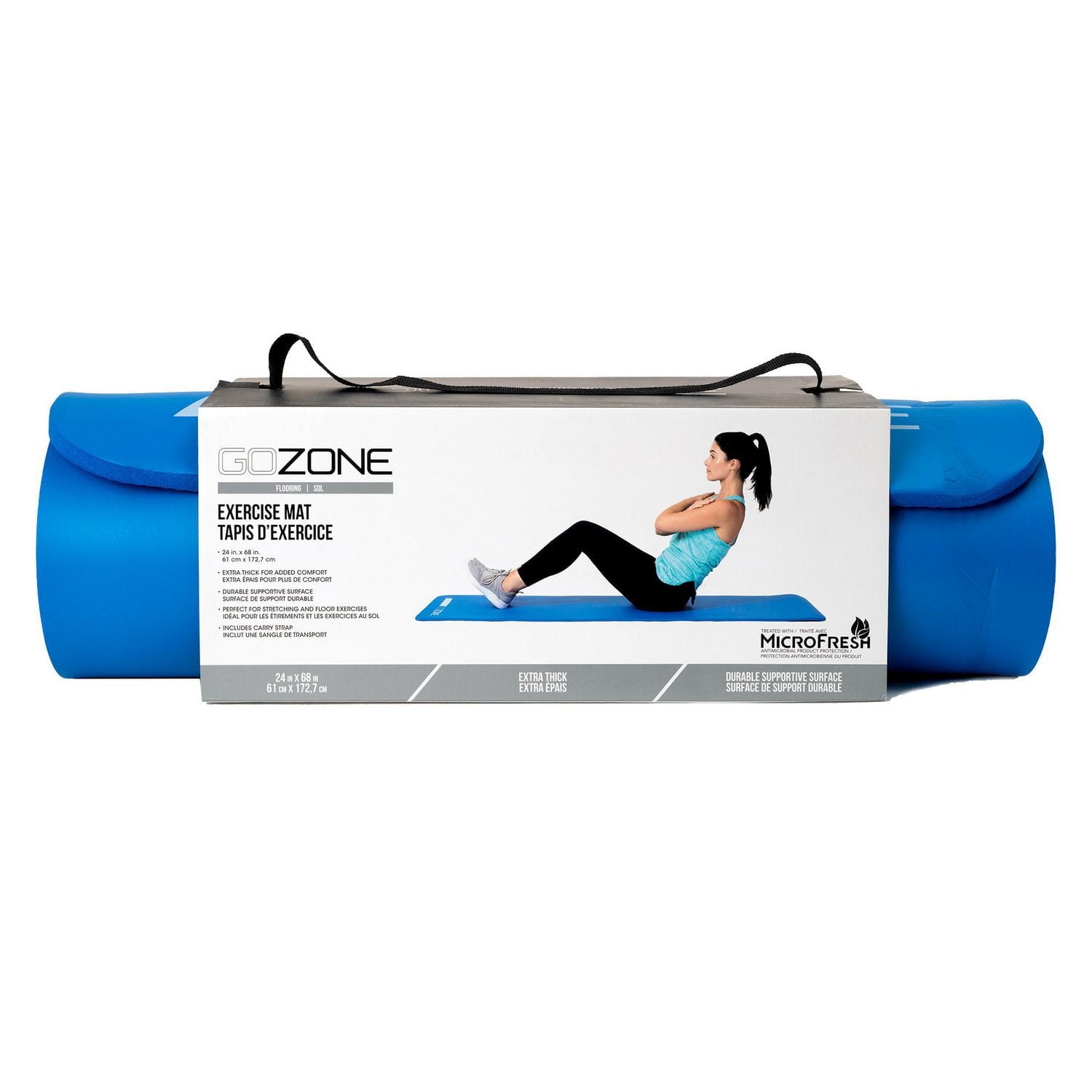 Tapis d’exercice GoZone avec sangle de transport Avec technologie MicroFresh