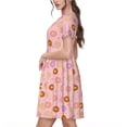 thumbnail image 2 of Honeii Donuts Print Women’s Short Sleeve Dress, Comfortable Casual Dress, Soft Polyester Spandex Blend, Stylish Everyday Wear for Summer, Perfect for Travel and Vacation, 2 of 6