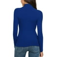 thumbnail image 5 of Blue Womens Blouses Women Casual Solid Long Sleeve Turtleneck Blouse Tops Slim Fit Stretchy Layer Tee Shirts Summer Tops, 5 of 5