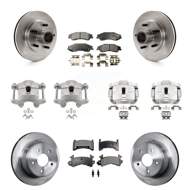Transit Auto Front Rear Disc Brake Caliper Rotors and Ceramic Pads Kit (10Pc) for Car 1998-2000 Isuzu Hombre RWD with rear brakes KC8-101342T