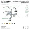 thumbnail image 4 of Kingston Brass AE557T7 Aqua Vintage 7-Inch Wall Mount Tub Faucet with Hand Shower, Brushed Brass, 4 of 5