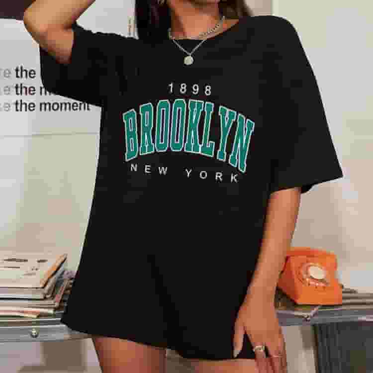 【MODERNIF】Authentic Lettering Short Sleeve Tee Brooklyn Women Harajuku Tshirt 1898 Brooklyn New York Letter Print