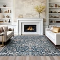 thumbnail image 6 of Crestwood Traditional Oriental 5x7 Navy and Aqua Polyester Indoor Area Rug, 5'3'' x 7', 6 of 6