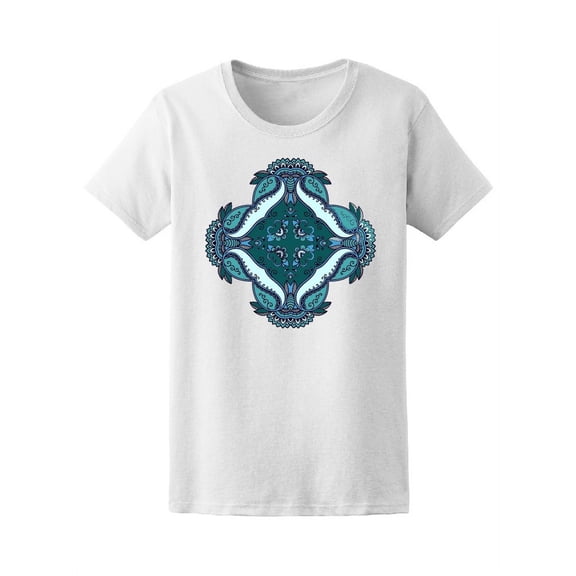 Beautiful Geometric Blue Mandala Tee Women's -Image by Shutterstock
