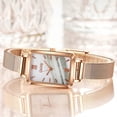 thumbnail image 4 of Reloj de mujer con correa de malla de aleación, pequeño reloj blanco con cabeza cuadrada, reloj de cuarzo, 2 uds., 4 of 5