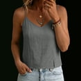 thumbnail image 5 of SSZMDLB Women Sleeveless Tank Tops V Neck Summer Basic Tee Casual Soft Cotton Shirt Vest Camisole Solid Color Vacation Outfits Workout Clothes, Gray M, 5 of 7