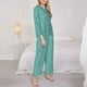 thumbnail image 3 of Fotbe Teal Green Glitter Conjunto de Pijama de Manga Larga para Mujer con Estampado, Ropa de Dormir de 2 Piezas, Conjunto de Casa Suave y Cómodo con Bolsillos-XX-Large, 3 of 7