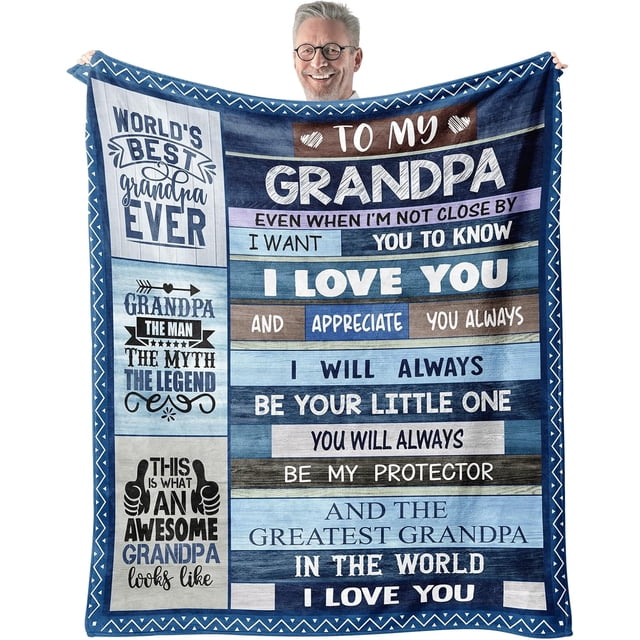 LHSHID Grandpa Blanket Gifts for Fathers Day for Grandpa Gift from Granddaughter Grandpa Gift from Grandson Best Grandpa Ever Blanket for Sofa Birthday for Grandpa 50"x60"