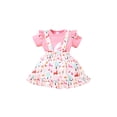 thumbnail image 2 of wsevypo Toddler Girl Happy Easter Outfit Ruffles Sleeve Bunny Romper Suspenders 2Pcs Skirt Set, 2 of 7