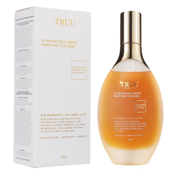TRUU Probiotics Amino Purifying Cleanser – Ultra-Gentle Treatment with 51% Probiotics & 25% Amino Acids – Cleanses, UV Prote