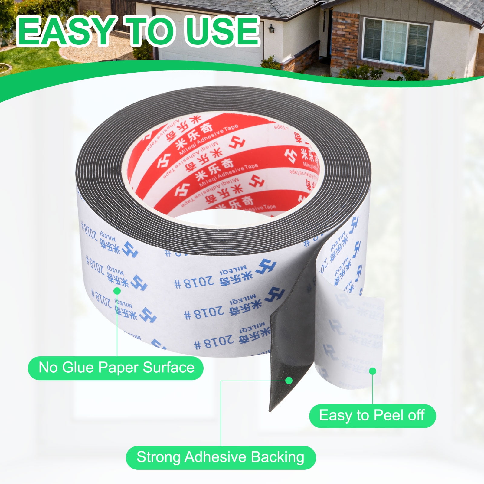 Uxcell 3Roll Sponge Rubber Foam Tape, 1 31/32" W x 5/64" t x 16.4ft l Self-Adhesive Foam Insulation Tape Weather Stripping for Window Door Soundproofing Weatherstrip AC Seal Strip, Black