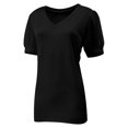 thumbnail image 5 of Womens Casual Cropped T Shirts V Neck Swiss Dot Puff Sleeve Crop Tops Summer Loose Basic Tees Tshirts, 5 of 5