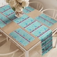 thumbnail image 2 of Ambesonne Owl Print Table Runner & Placemats, Stacked Books and Stars, Placemat 4 pcs + Runner 16"x72", Seafoam and Multicolor, 2 of 2