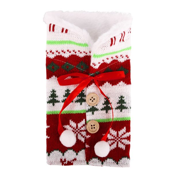 Funda navideña para botella de vino, decoración de Feliz Navidad, vacaciones, Papá Noel, champán, decoraciones navideñas para el hogar