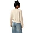 thumbnail image 4 of Nestiefly Women's Cropped Cardigan Sweater Lightweight Soft Knit Long Sleeve Crew Neck Button Down Clothes Spring Fall Beige S, 4 of 5