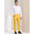 thumbnail image 3 of Pantalonescuadros de vestir pahombre, ajustados, con parte delanteplana, estampados,cuadros de negocios Amarillo 3XL, 3 of 6