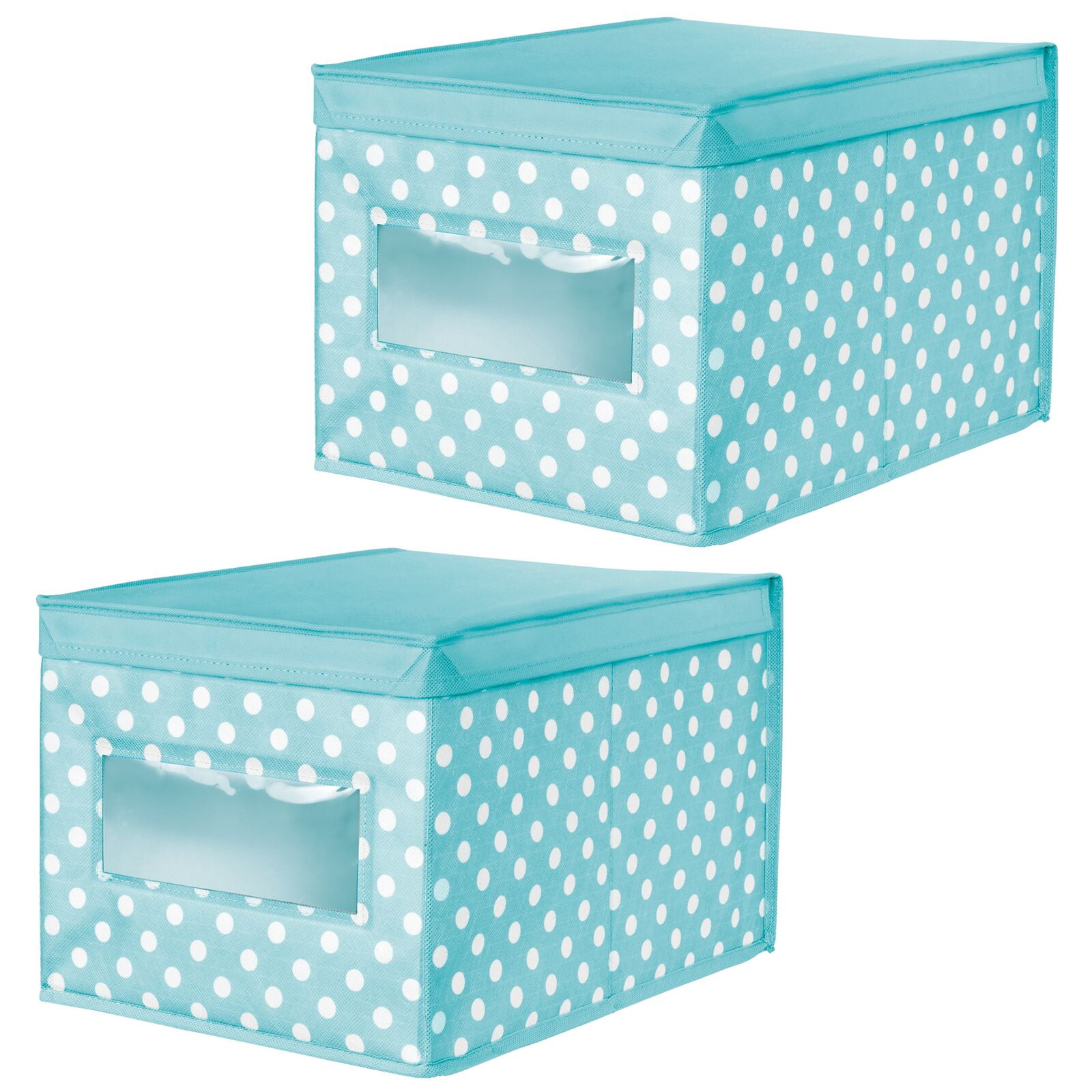 Large Turquoise Blue 2 Pack mDesign Kids Stackable Fabric Closet Storage Box 