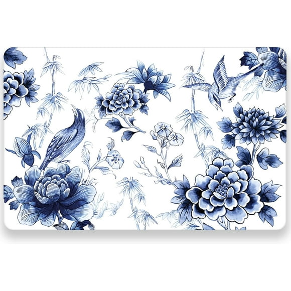 shiyou-50 Pack Paper Place Mats, Blue Flower Design Disposable Paper Placemat for Kitchen, Dining, Spring DecorationParty - 11 x 17 Inches