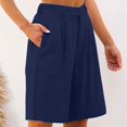 thumbnail image 6 of JJHGVB Linen Shorts for Women Beach Shorts with Pockets Beach Vacation Clothes Womens Linen Shorts Pure Color Shorts Wide Leg Shorts for Women Below the Knee Women Linen Shorts Lounge Shorts Blue L, 6 of 8