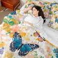 thumbnail image 4 of Homewish Rustic Butterfly Flower Bedding Comforter Set 7pcs, Retro Oil Printing King Bedding Sets, Western French Style Reversible Bed Sheets, Microfiber Bedroom Decor, 4 of 7