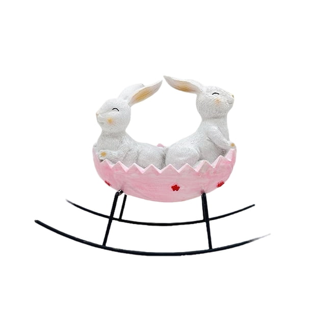 Billuyoard Figuras vintage de conejito que ahorran espacio para guardar objetos decorativos de Pascua. Decoración rosa bebé