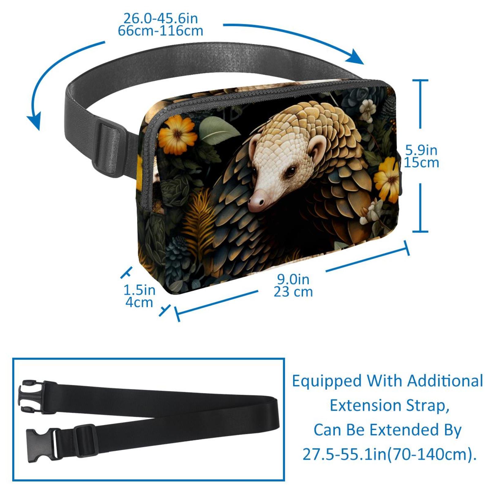 Pangolin Lightweight Adjustable Sling Bag with Extension Strap - Unisex Waist Packs Waist Bags