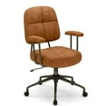 thumbnail image 1 of Costway Home Office Chair Leathaire Upholstered Task Chair with Cushioned Back & Armrests Brown, 1 of 10