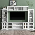 thumbnail image 3 of Harper & Bright Designs Entertainment Wall Unit with Bridge, Modern TV Console Table for 70'' TV with Cabinets and Open Shelves, Tempered Glass Door, White, 3 of 14