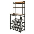 thumbnail image 5 of Wine Bar Cabinet Modern 5.2FT Tall Display Wine Storage ShelvesFree Standing Metal Frame, Brown, 5 of 9