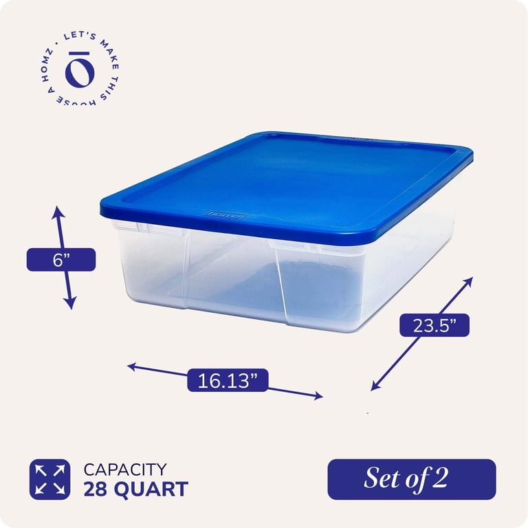 Homz, Plastic Storage Container Bin, 28 Qt, Clear with Latching