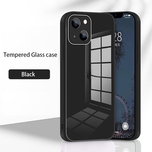 Funda de teléfono con espejo templado, carcasa de protección completa con lente cuadrada para IPhone 14, 11, 13, 12 Pro Max, Mini, XS, XR, X, 7, 8 Plus Fivean unisex