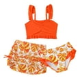 thumbnail image 2 of MUXiin Girl's 3 Piece Swimsuits Printed Twist Bikini Set with Coverup Skirt Beachwear for 5-6 Years, 2 of 4