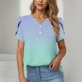 thumbnail image 2 of Ruimatai Women's V-Neck Short Sleeve Blouse Casual Button Down Ombre Print Top Comfortable Summer Fashion T-Shirt, 2 of 6
