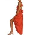 thumbnail image 4 of xiaxaixu Robe d'Été Décontractée pour Femme Dos Nu Couleur Unie Froncée Longue Robe Mode à Nouer Croisée Robe Caraco, 4 of 7