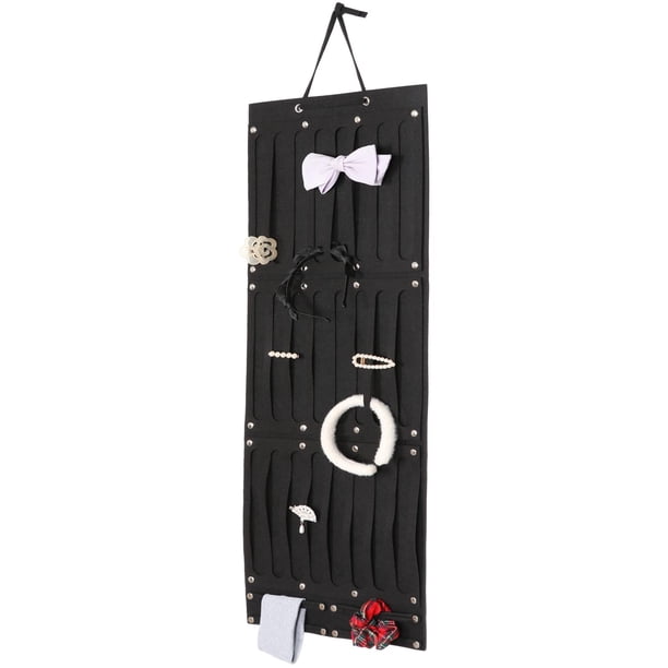 Accesorio para el cabello Organizador de lazos para el cabello Organizador Mujeres Niñas Gran capacidad Clips para el cabello colgantes Percha Soporte Negro 104cmx38cm
