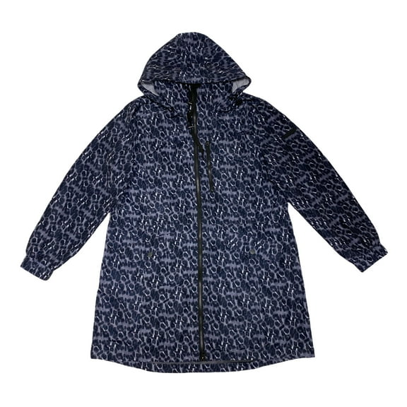 Lucky Brand Womens Hooded Raincoat,Leopard,X-Small