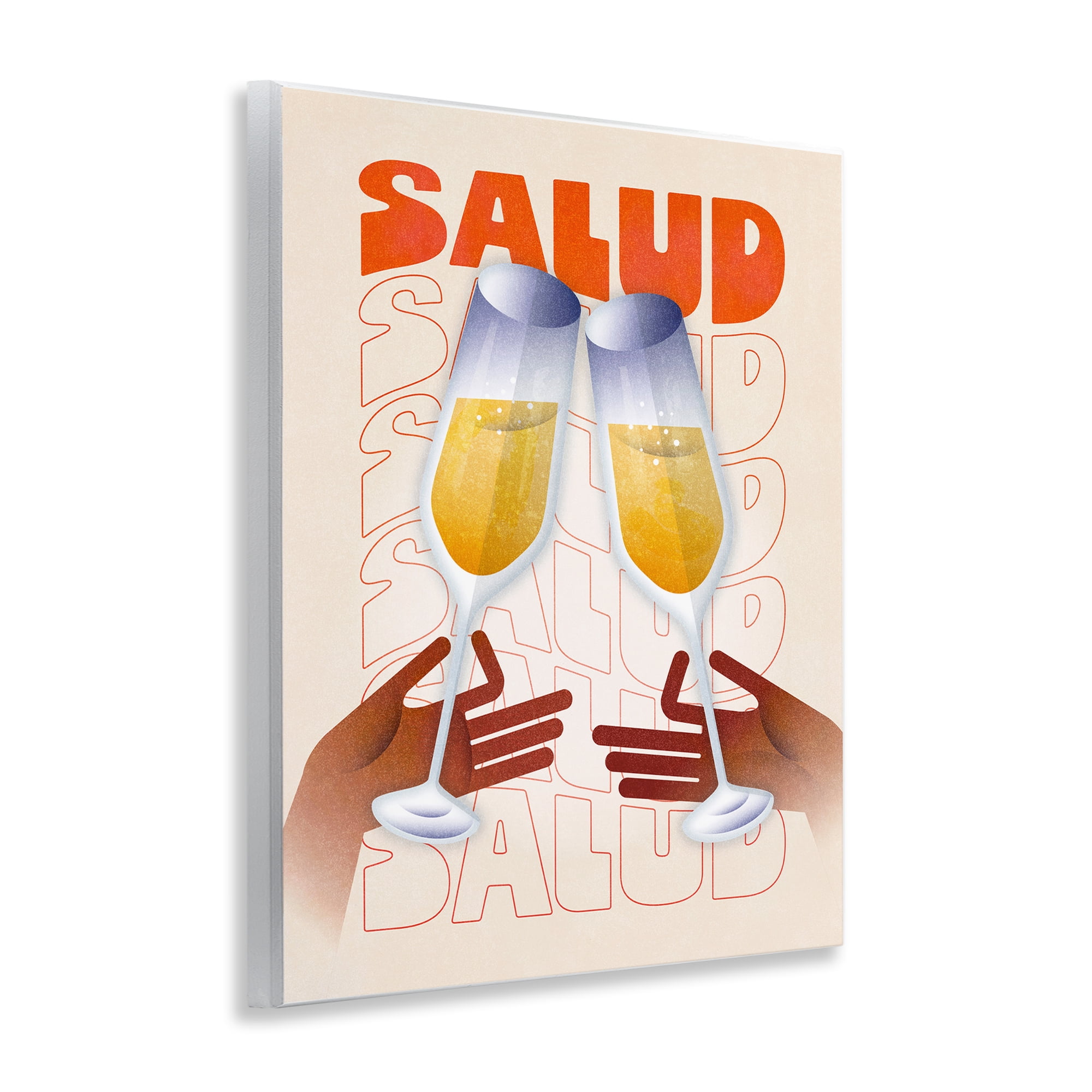 Stupell Industries Salud Cheers Champagne Food & Beverage Painting Unframed Art Print Wall Art, 11 x 14