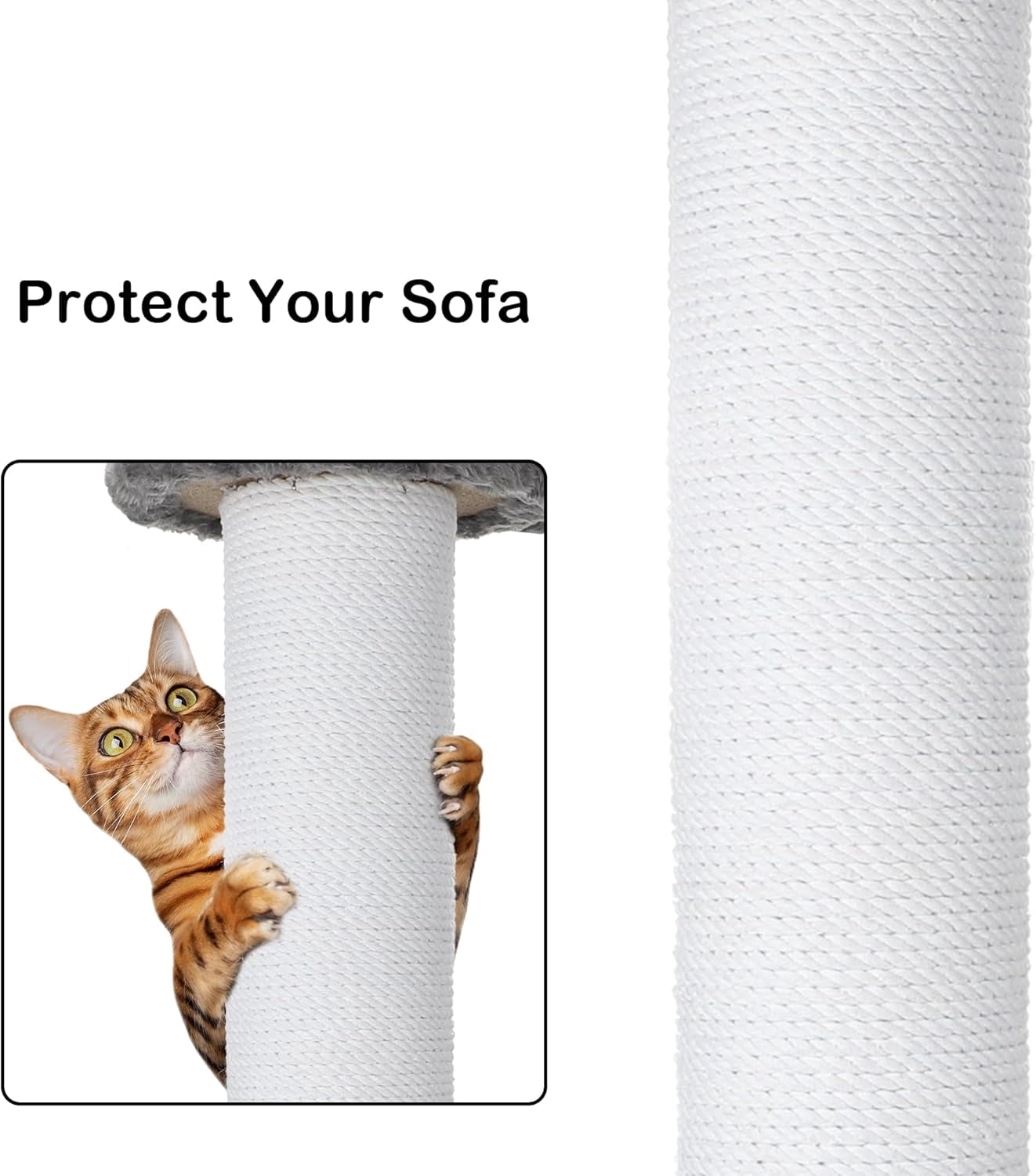 Cat Scratching Post 34 Inchs Cat Self Gromming with Dangling Toys and Sisal Rope, Grey