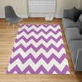 thumbnail image 1 of Shapes Turkish Area Rug, Chevron Pattern Classic Geometrical Horizontal Zig Zag Stripes Retro Artwork, Soft Carpet for Living Room Decor with Distressed Look, 6.6' X 9.6', Fuchsia White, by Ambesonne, 1 of 3
