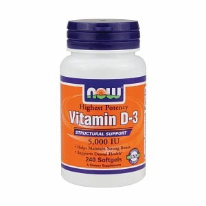 NOW Foods Vitamin D3 5000 IU Softgels, 240 Ct (Best Vitamin D Foods)